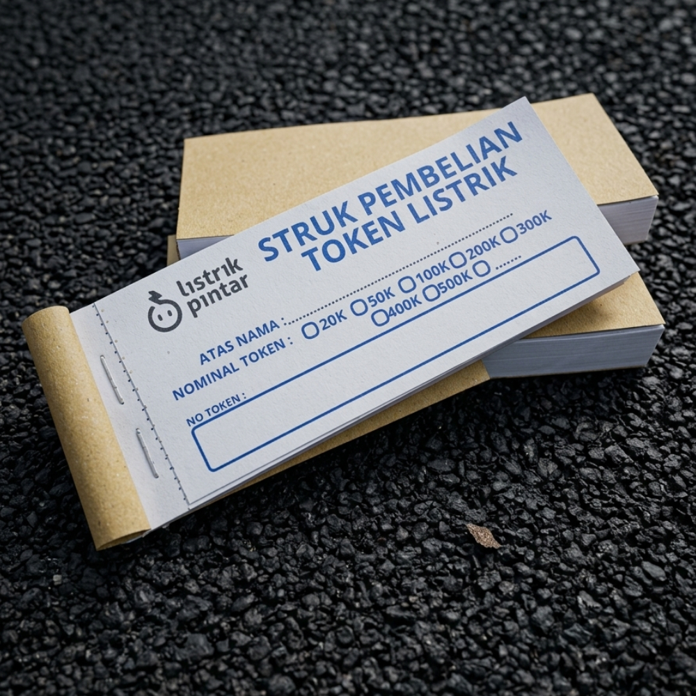 100 lembar Struk Pembelian Token Listrik Pulsa Lubang Sobek 1 Buku Kertas HVS 75gsm