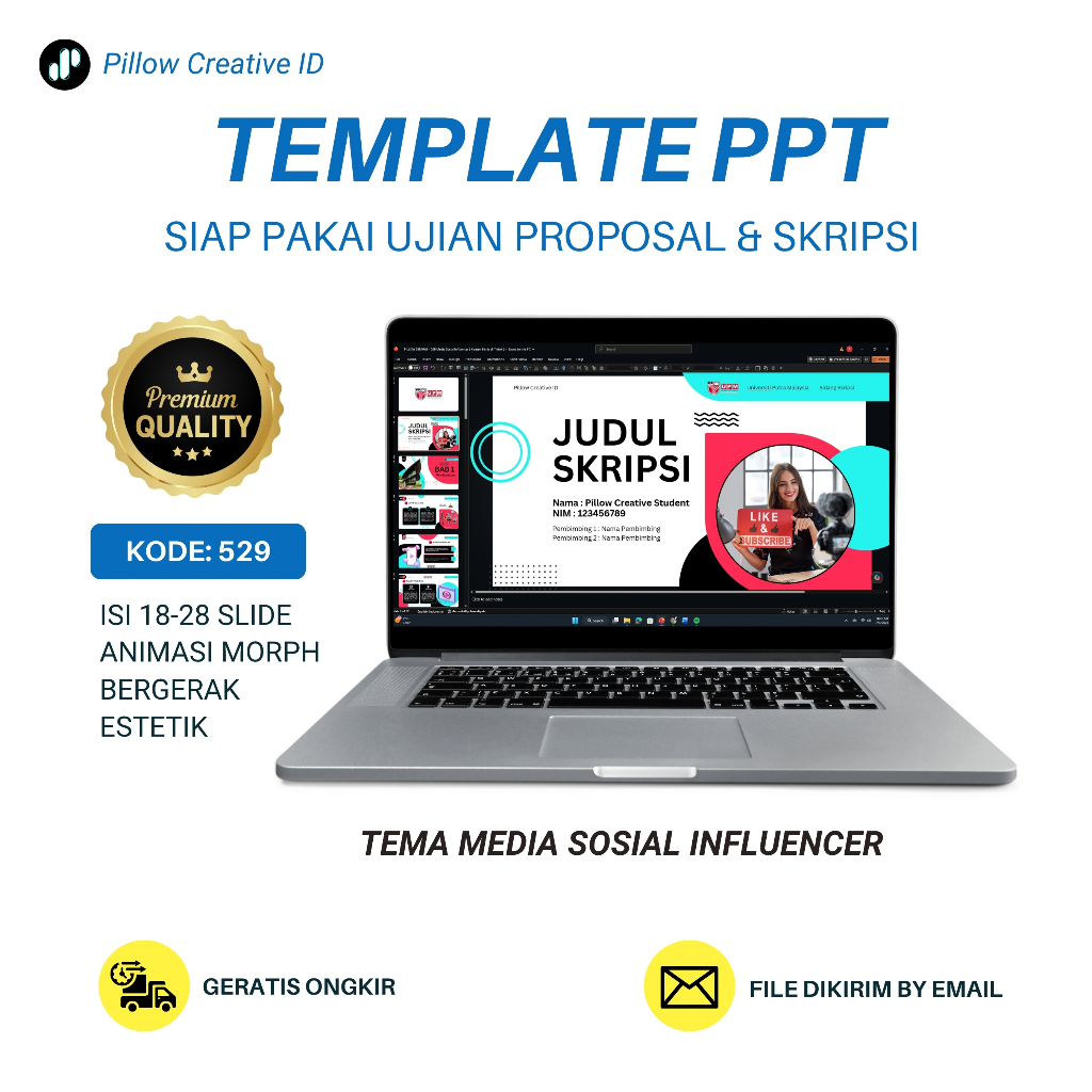 Template Powerpoint – Tema Media Sosial Influencer ( Konten Bisnis di Tiktok )
