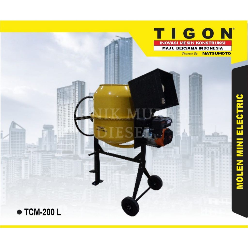 Molen Elektrik 200 Liter Tigon Molen Mini Listrik Mesin Pengaduk Semen 200L