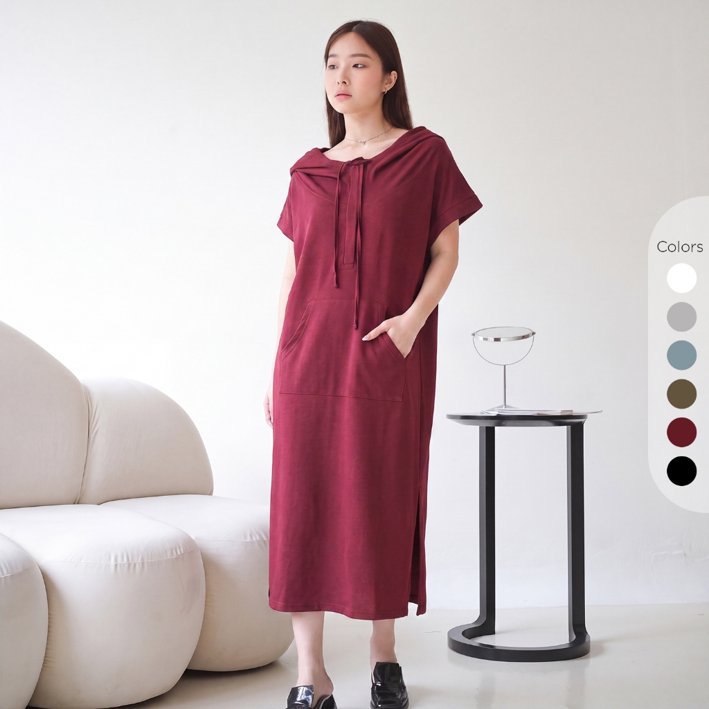 Isla Zeta Dress - Midi Dress With Hoodie - Midi Dress Wanita