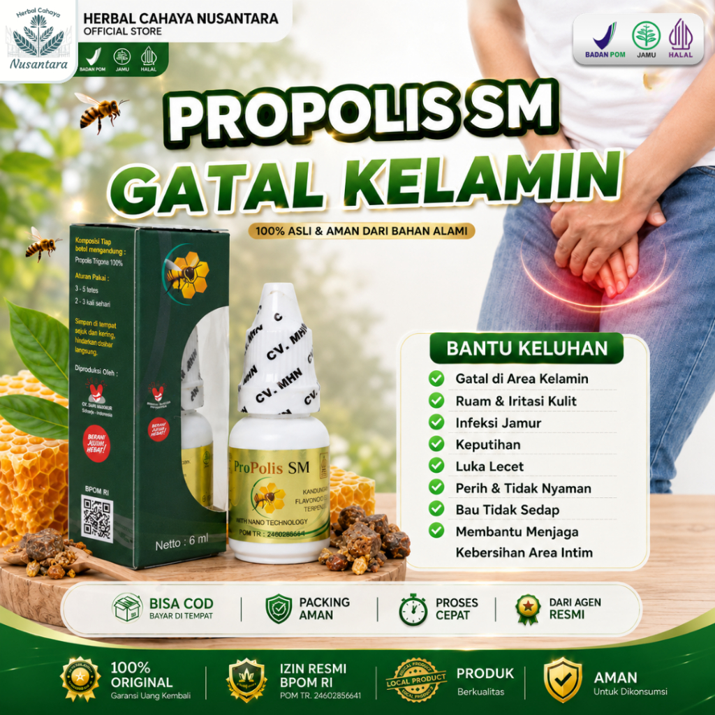 Obat Gatal Kelamin Pria & Wanita | Buah Zakar Gatal Selangkangan Babak Dermatitis Propolis SM Asli