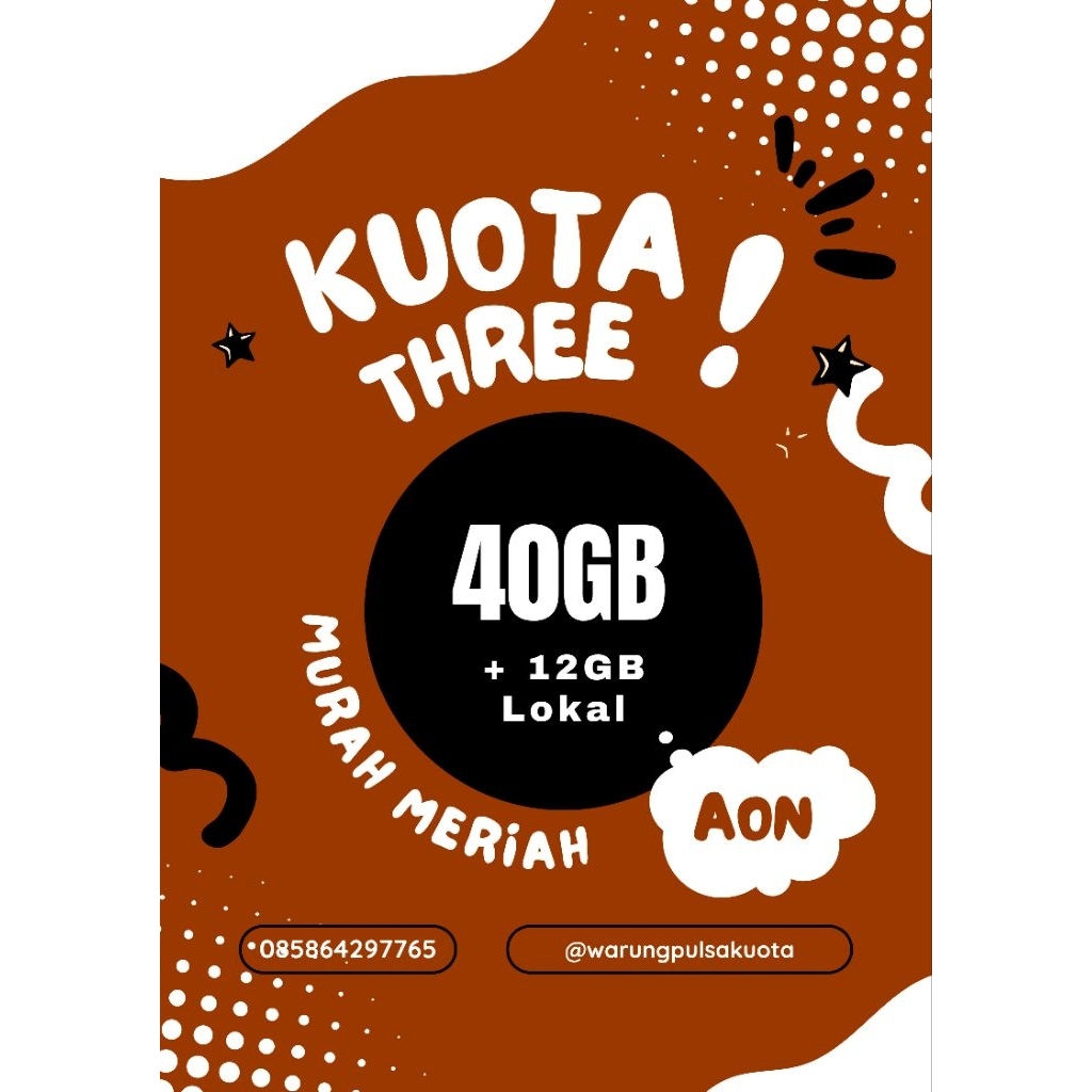 Kuota tri Aon 40gb 12gb 9gb