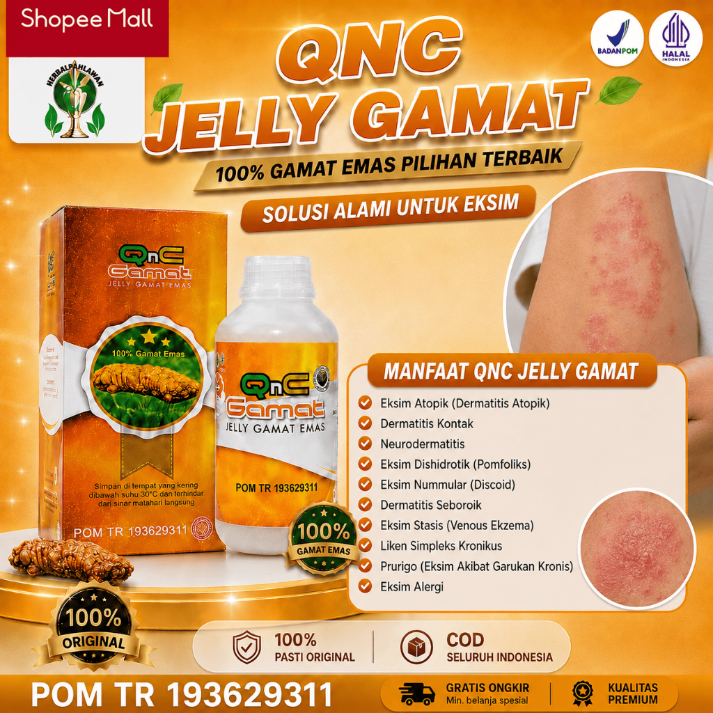 Obat Herbal Eksim, Eksim Alergi, Eksim Atopik - QnC Jelly Gamat Asli BPOM