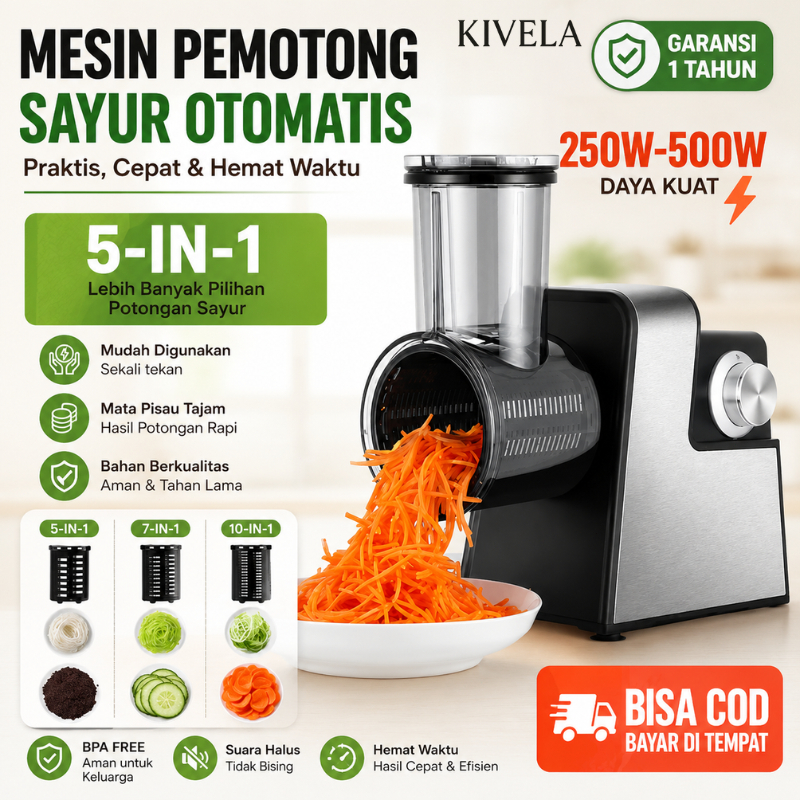[COD] 5 IN1/ 7IN 1 250W-500W Mesin pemotong sayur otomatis dengan listrik ini adalah alat serba guna