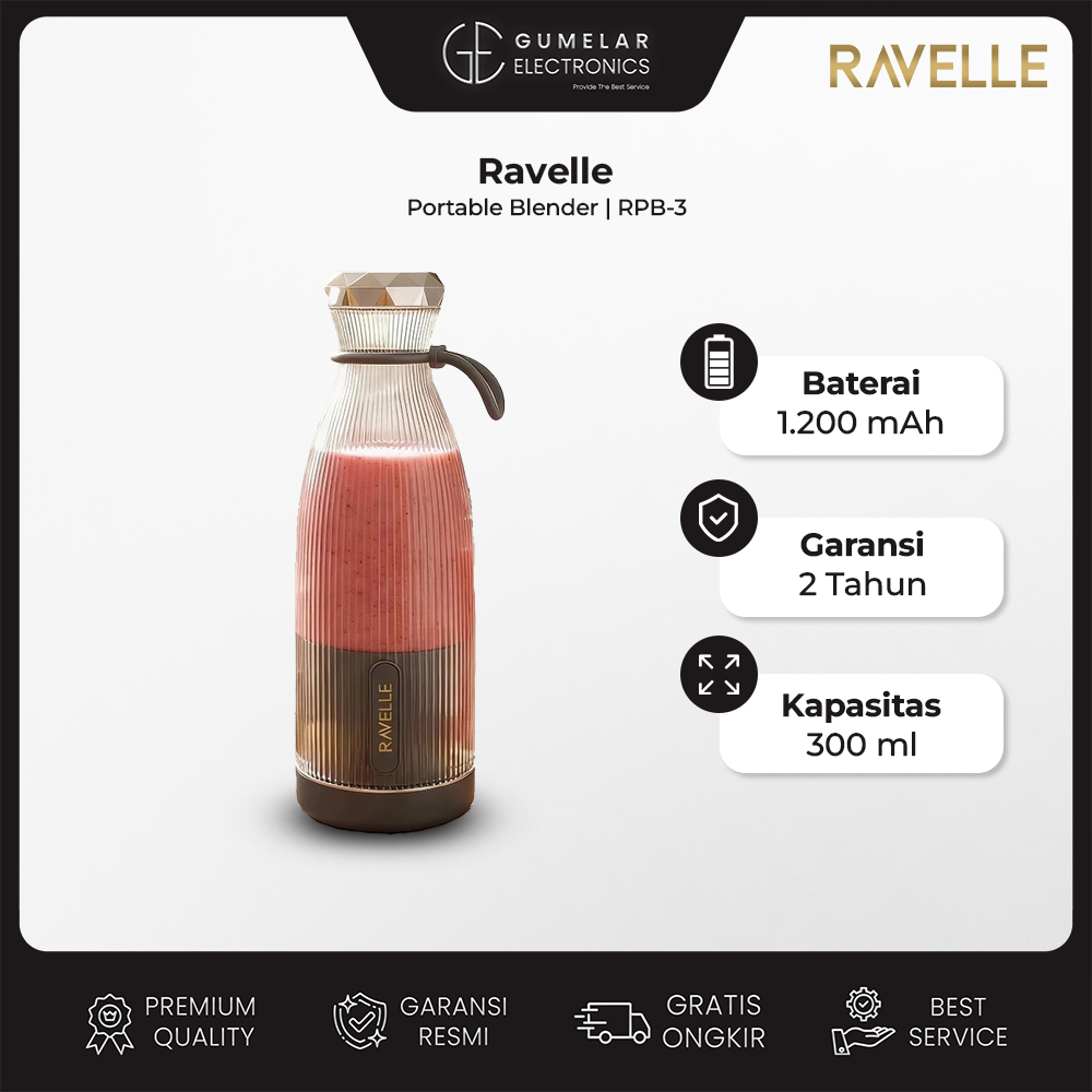 Ravelle - Purea Blender Portable Ravelle 300ml USB Rechargeable - Blender Jus Buah Smoothie Milkshak
