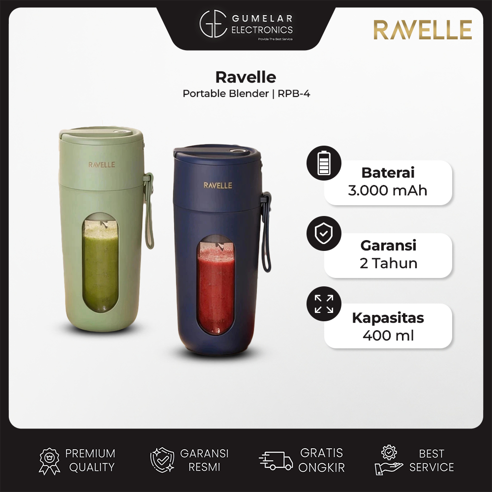 Ravelle - Vitae Blender Portable Ravelle 400ml USB Rechargeable - Blender Jus Buah Smoothie Milkshak