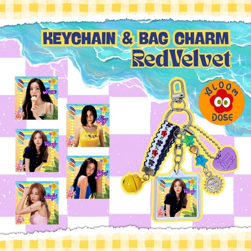 [FREE GIFT] Red Velvet Surfin Boy Keychain foto 2 sisi Bag charm ganci kpop ganci Red Velvet Summer 