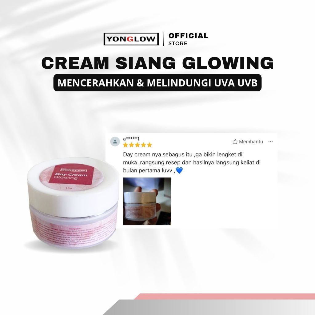 Yonglow Cream Siang Day Cream Glowing Pemutih Kulit Wajah Kusam Resmi BPOM