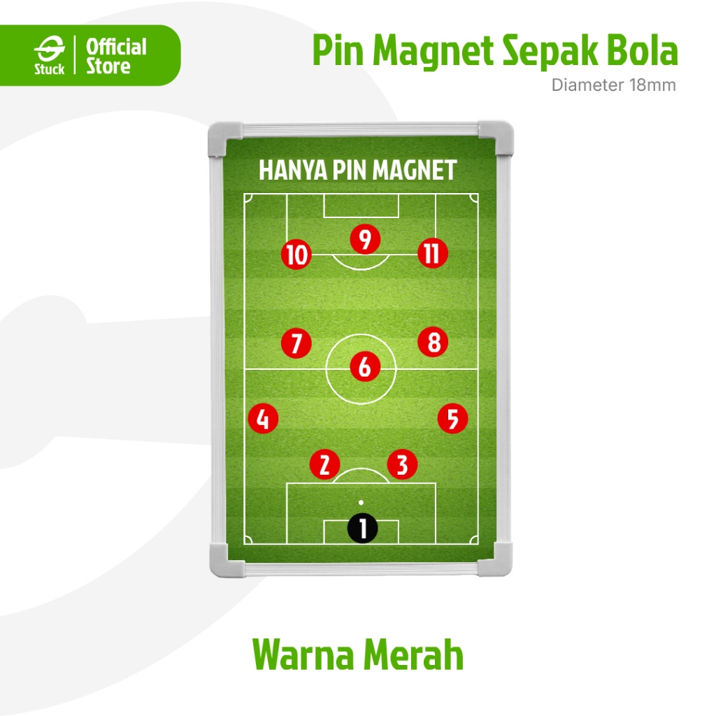 PIN MAGNET STRATEGY BOARD SEPAK BOLA 11 Pemain dan Bola