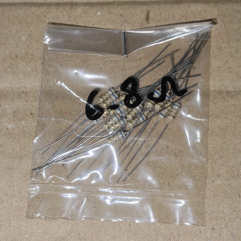 R 6.8 Ohm 0.25W 5 Persen Resistor 6.8Ohm 6R8 Ohm 0.25 Watt 20 Pcs