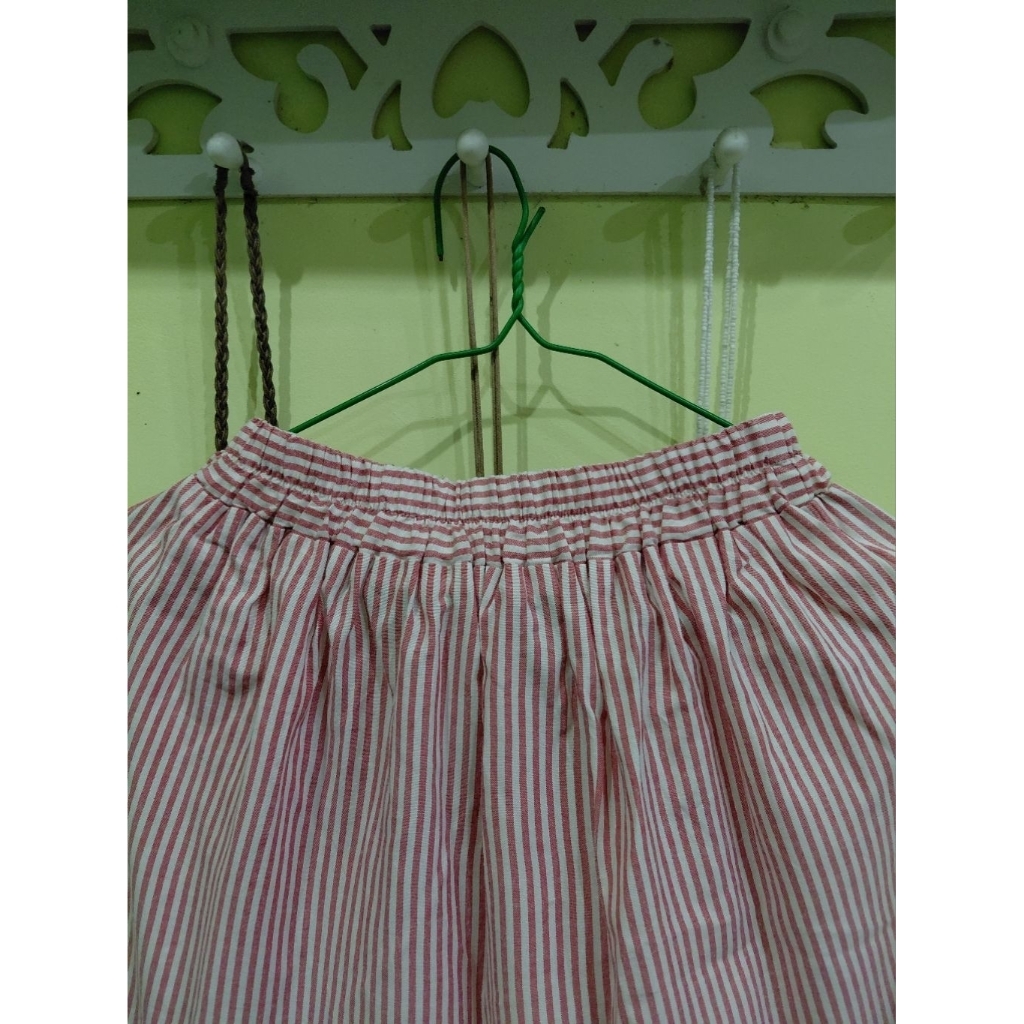 prelove pink stripe ruffle skirt