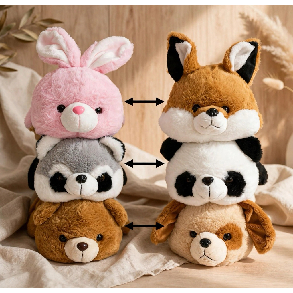 seulgi boneka animal two in one 2in1 binatang kelinci panda racoon rubah dog bear beruang anjing bis