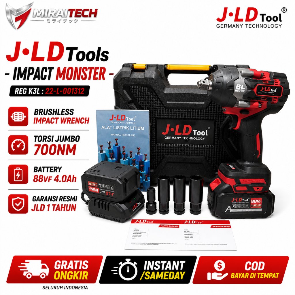 JLD Impact Wrench Brushless 48V - IMPACT MONSTER TORSI JUMBO 2100NM | 700NM | 450NM | 350NM | Kunci 