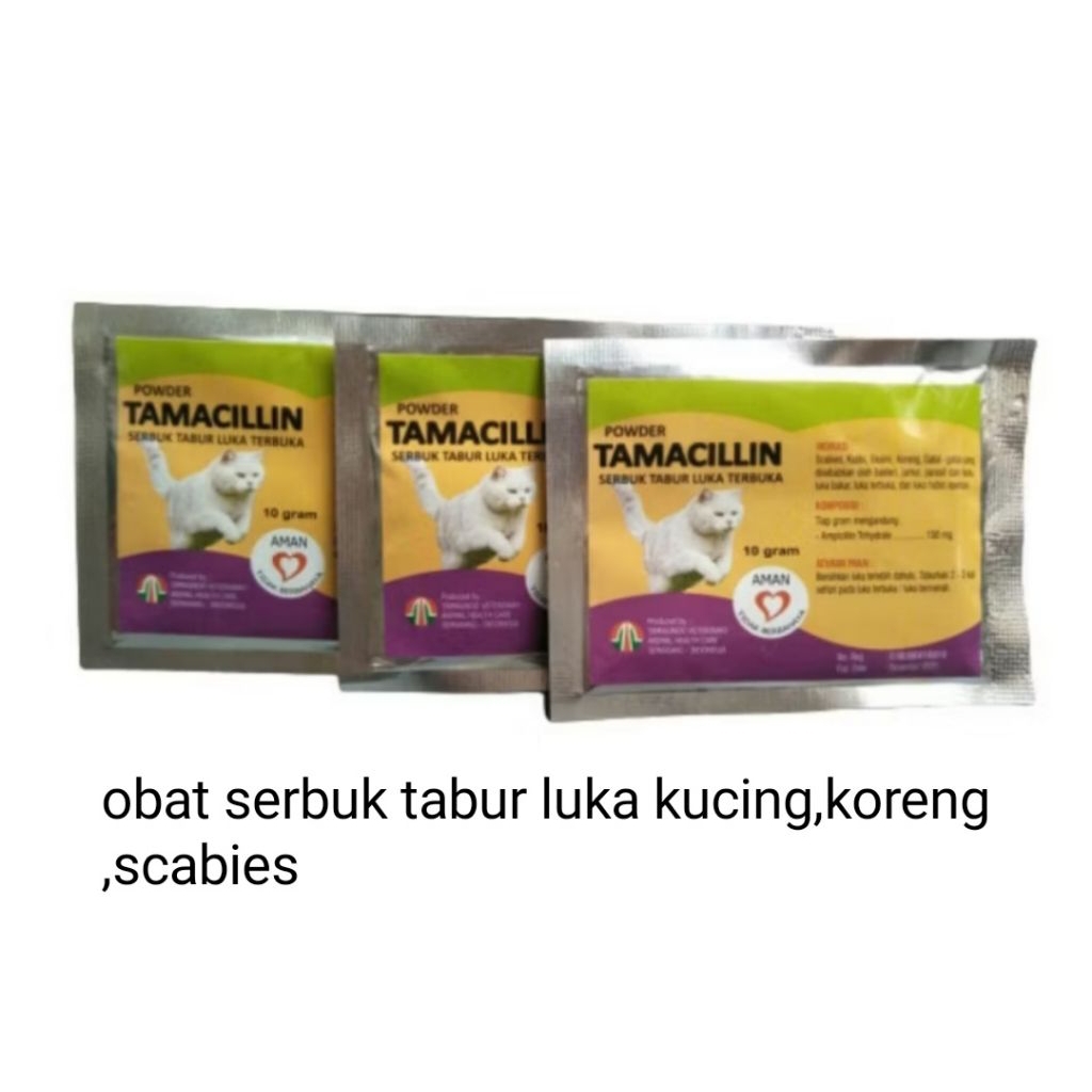 tamacillin obat serbuk luka kucing scabies & koreng