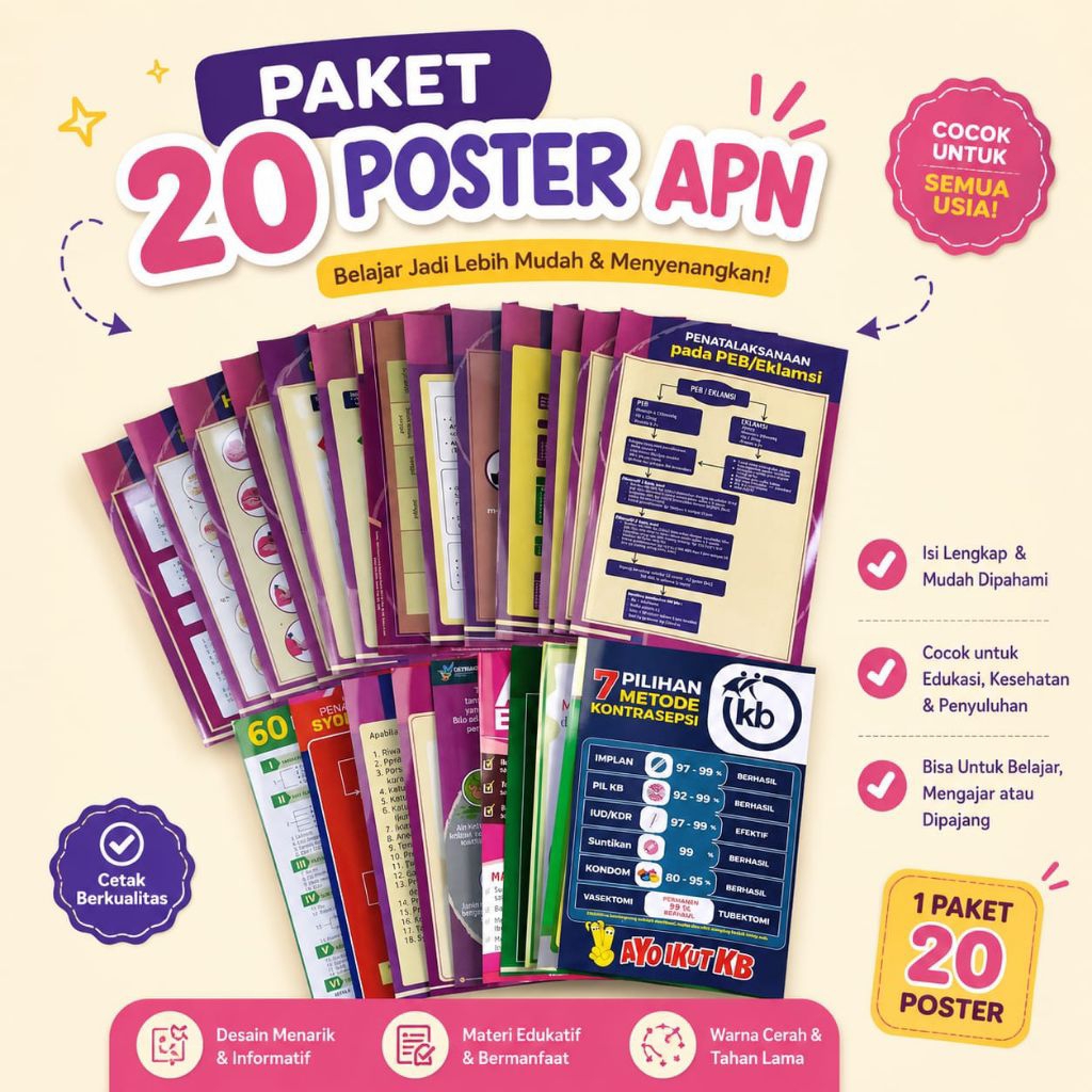 Poster Kebidanan Set 20 Poster - Poster APN (Asuhan Persalinan Normal) Poster Bidan