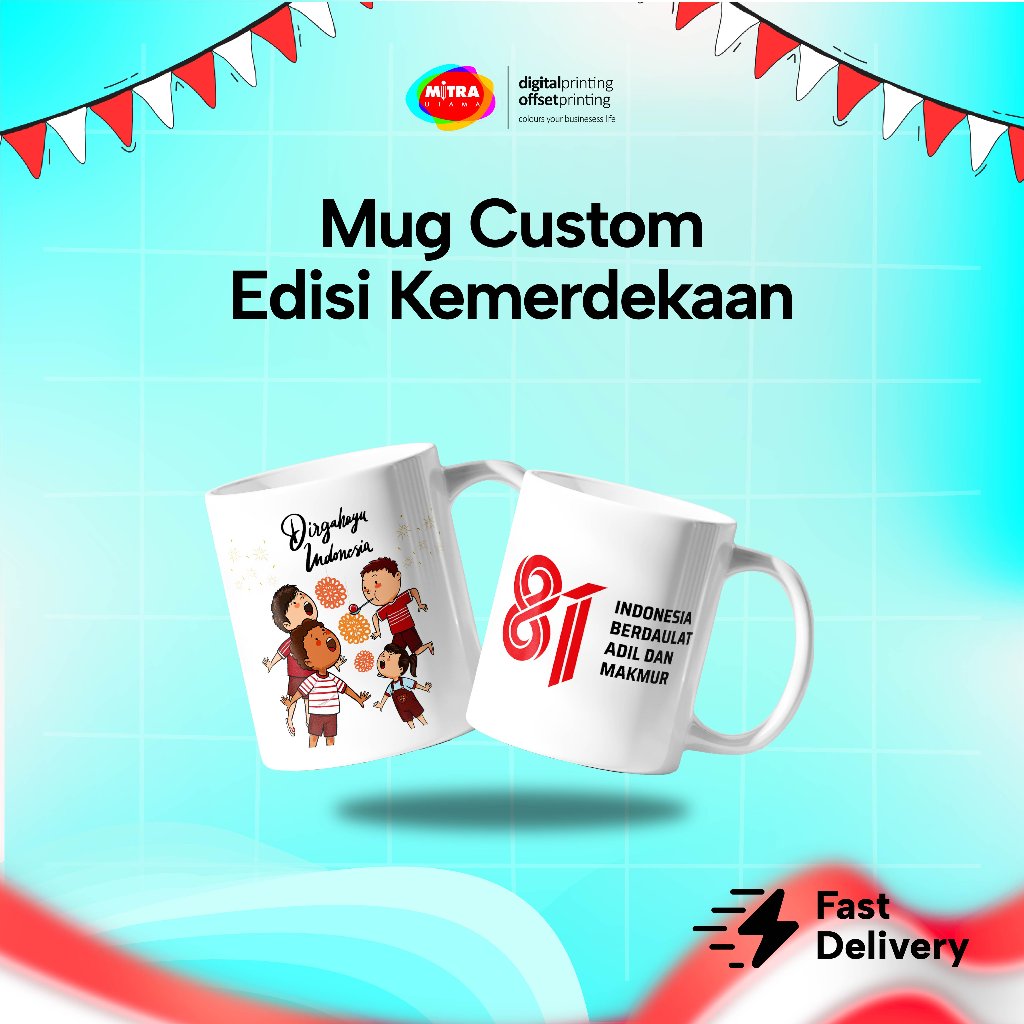 Mug Keramik Putih Edisi Kemerdekaan - Mug Keramik Putih Coating l Custom Print Sablon l Mug Sablon |
