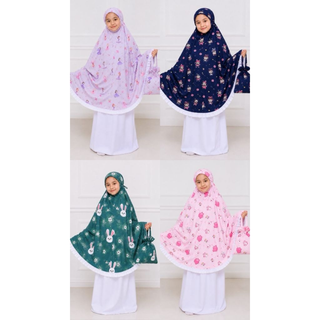 Mukenah travel/ mukenah motif anak/ mukenah traveling anak/ mukenah katun anak/ mukenah anak
