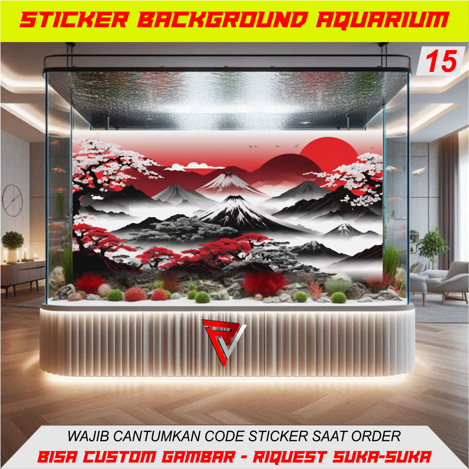 Sticker wallpaper Akuarium 3d Anime Japan Bunga Sakura