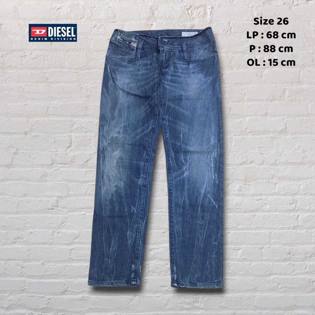 Size 26 Celana Panjang Longpants Jeans Diesel Industry Matic-K Blue Washed Fading Skinny fit Second 