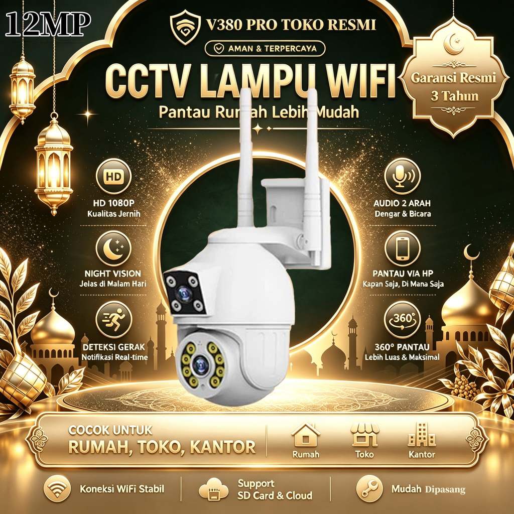 V380 PRO Dual lens CCTV Kamera Outdoor waterproof 12MP HD wireless Wi-Fi PTZ control Two way audio