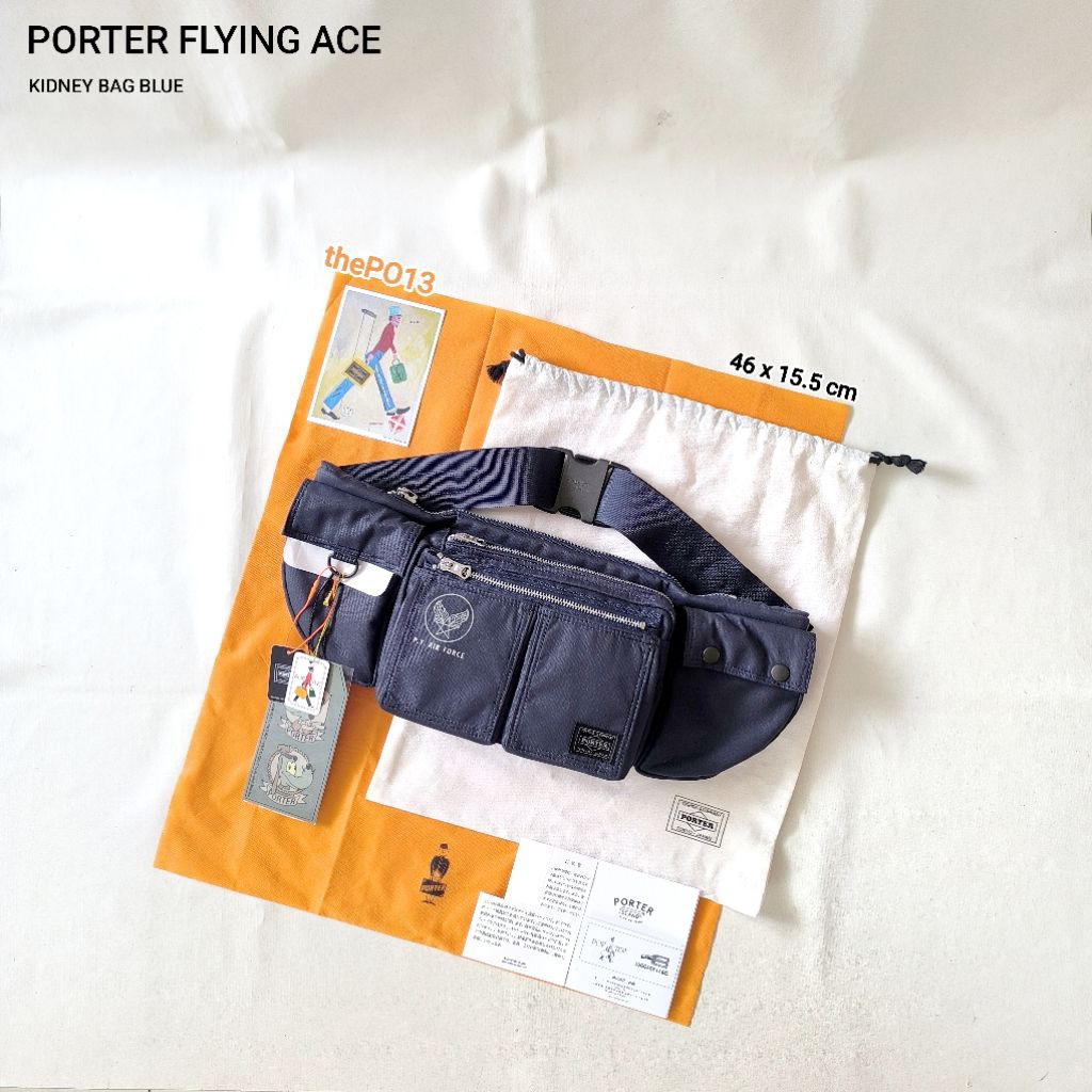 PORTER FLYING ACE KIDNEY WAIST BAG BLUE AUTHENTIC 100% BNWT