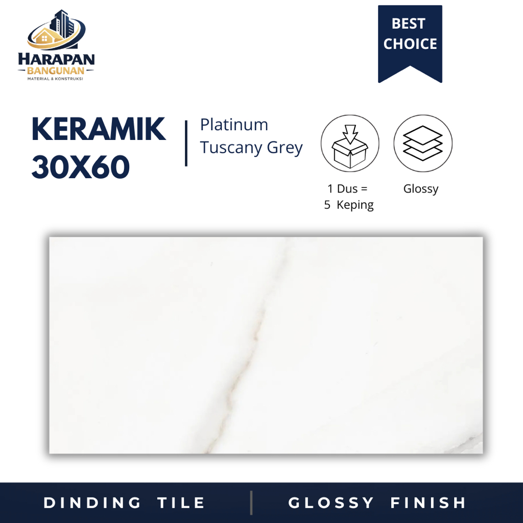 Keramik Dinding 30x60 Platinum Tuscany Grey Keramik Glossy Putih 30 x 60