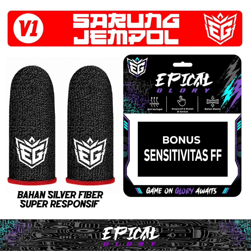Epical Glory Sarung Jempol Gaming V1 Premium Quality Super Responsif Reflektif Silver Fiber Anti Sli