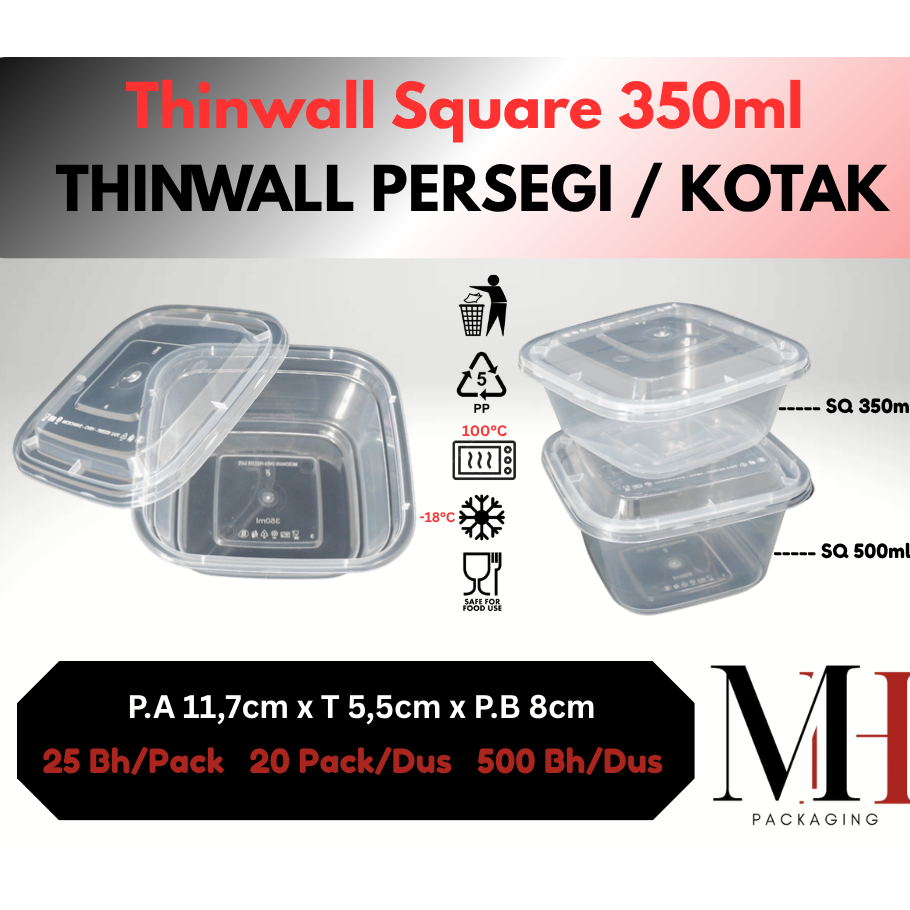 DUS KARGO Thinwall Square 350ml 500ml 750Ml / Thinwall Square /Thinwall Segi 350ml 500ml 750ml