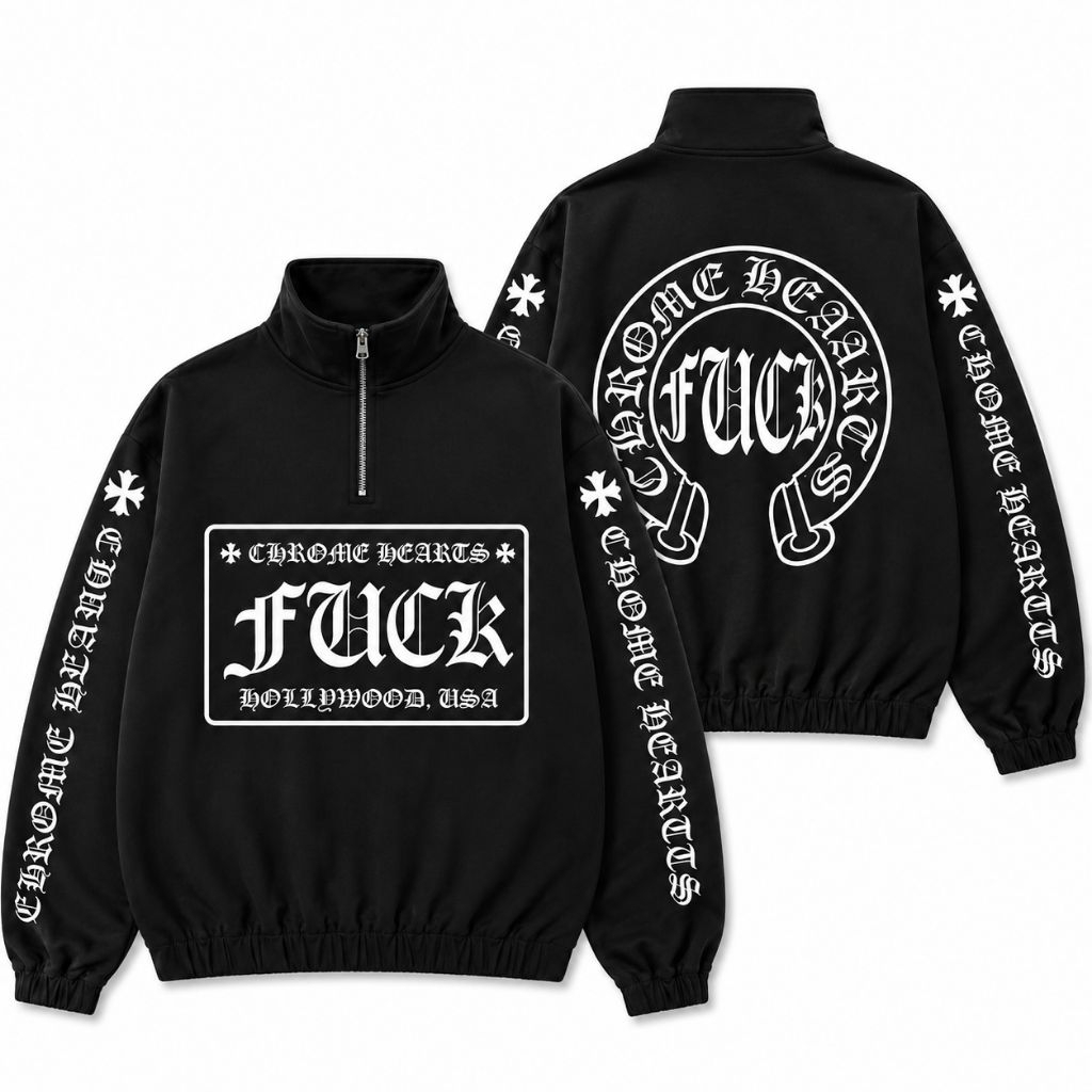 Jaket Half zipper Chrome Hearts Gothic Streetwear Unisex