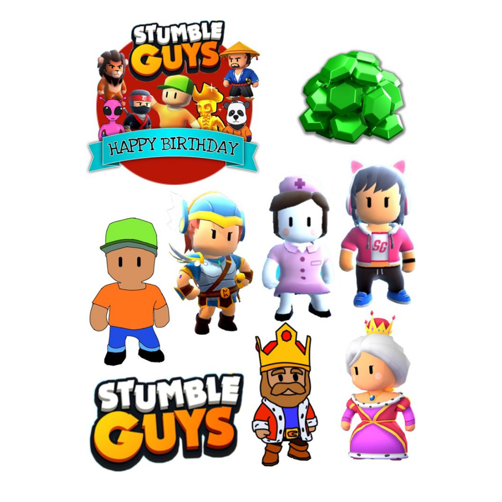 Topper Cake Karakter STUMBLE GUYS Free Request Nama / Topper Kue Stumble Guys / Topper Karakter STUM