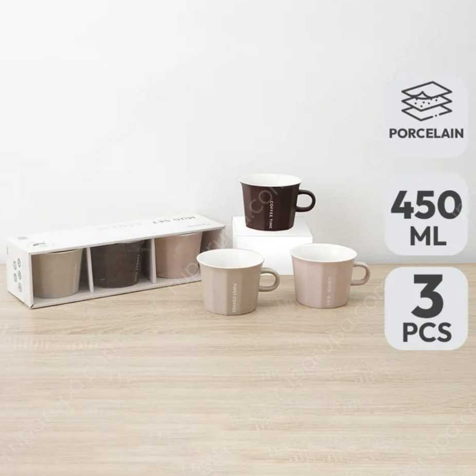 (HARGA INCLUDE BUBBLE WRAP) INFORMA GELAS MUG SET HAZEL 45O ML (3)  // GELA MUG INFORMA ISI 3 PCS //
