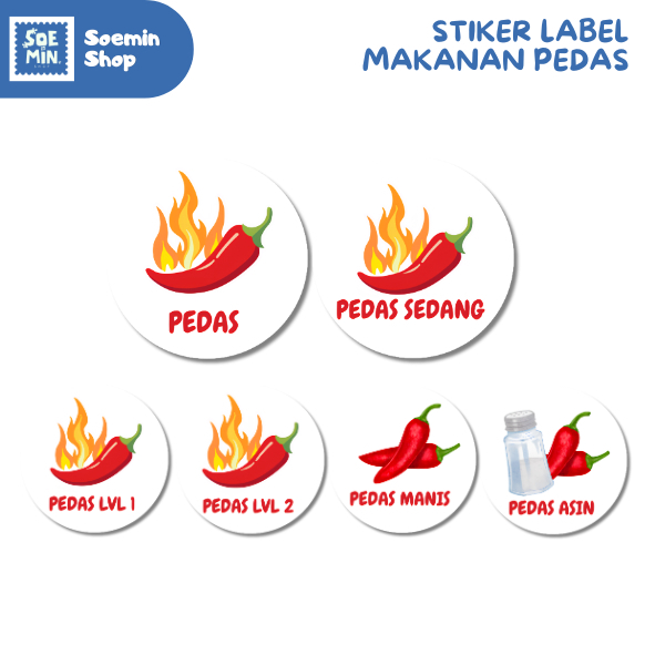STIKER LINGKARAN LABEL MAKANAN PEDAS TERSEDIA 9 MACAM LEVEL KEPEDASAN UKURAN 3CM STIKER MAKANAN & ST