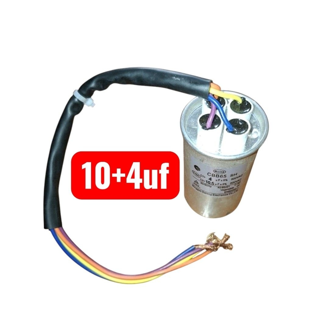 Kapasitor 10,uf+4uf CBB65 kapasitor mesin cuci 2tabung Original