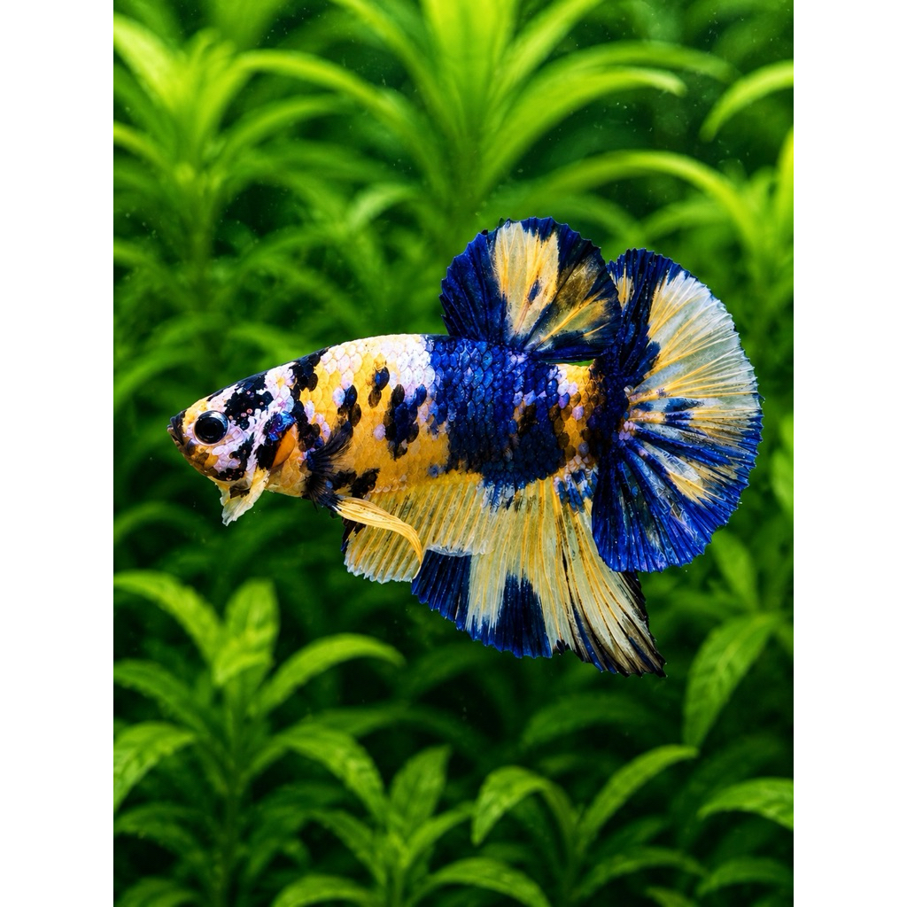 Ikan Cupang Plakat Yellow Base Multicolor Series Grade A+ | Betta Fish Warna Cerah | Kartu Koleksi E