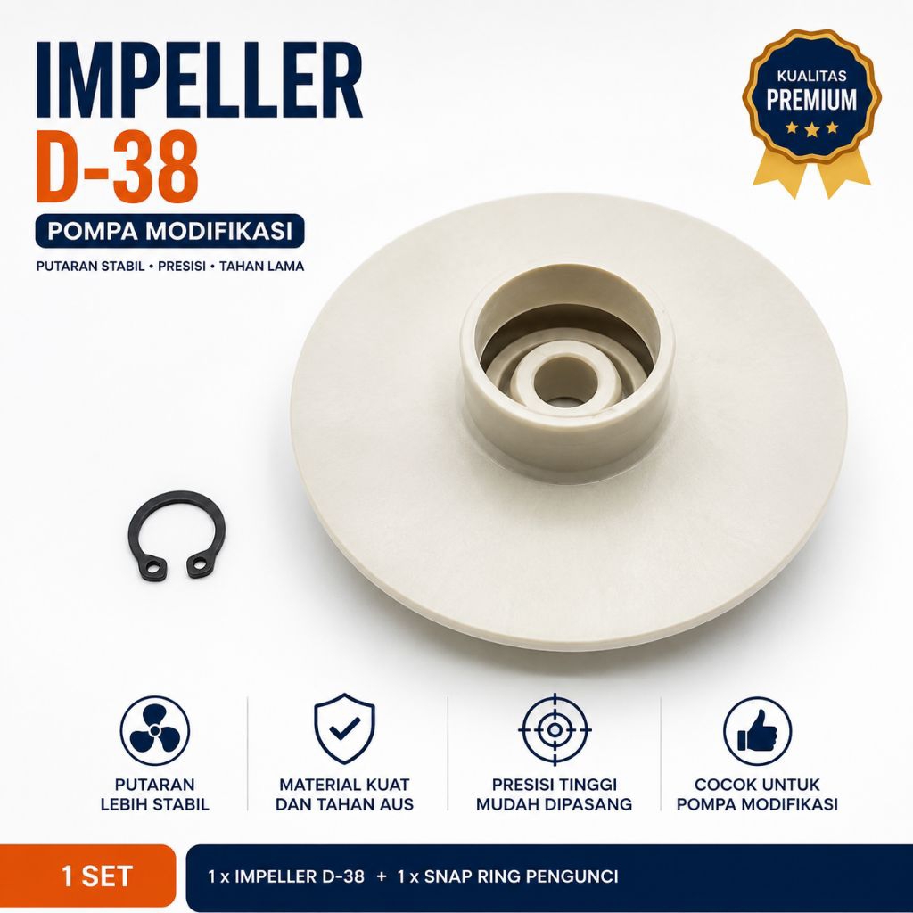 Impeller Pompa Modifikasi D-38 | Kipas Pompa Modifikasi Diameter 38 mm | Impeller Pompa Air D38
