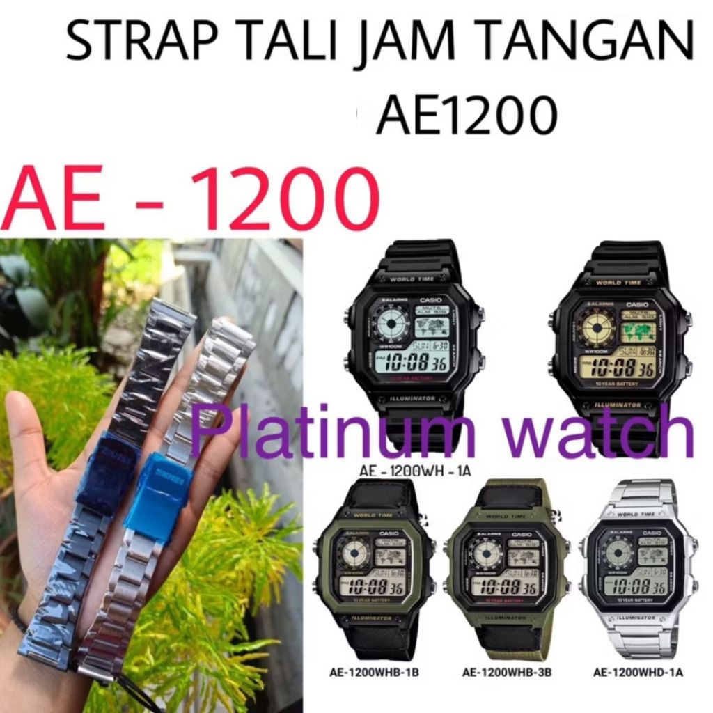 Strap stainless original pengganti utk jam tangan AE-1200 AE 1200 AE1200WHB AE 1200 W AE1200