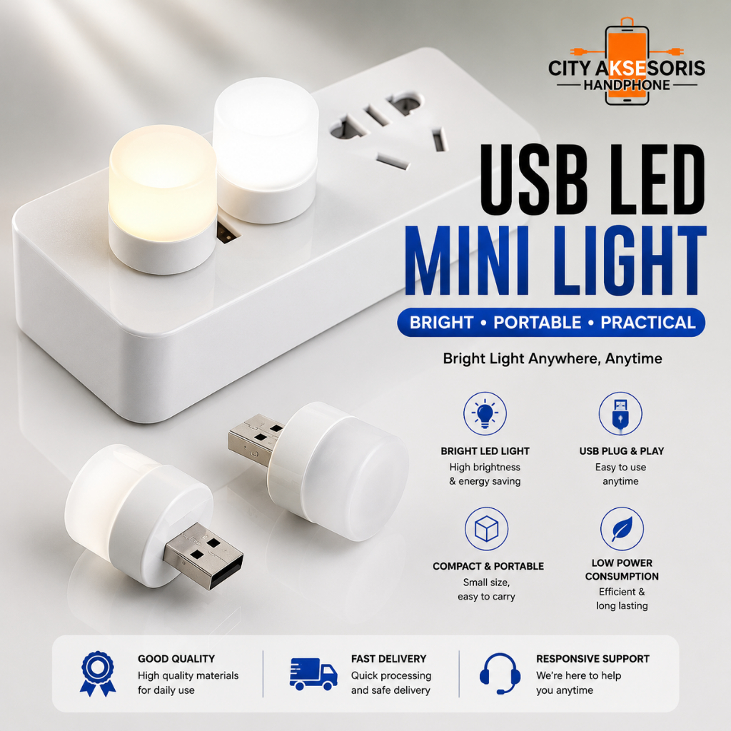 CITY - Bola Lampu Usb Bola Lampu Mini Usb LED Portable | Lampu Laptop Power Bank | Hemat Energi Tera