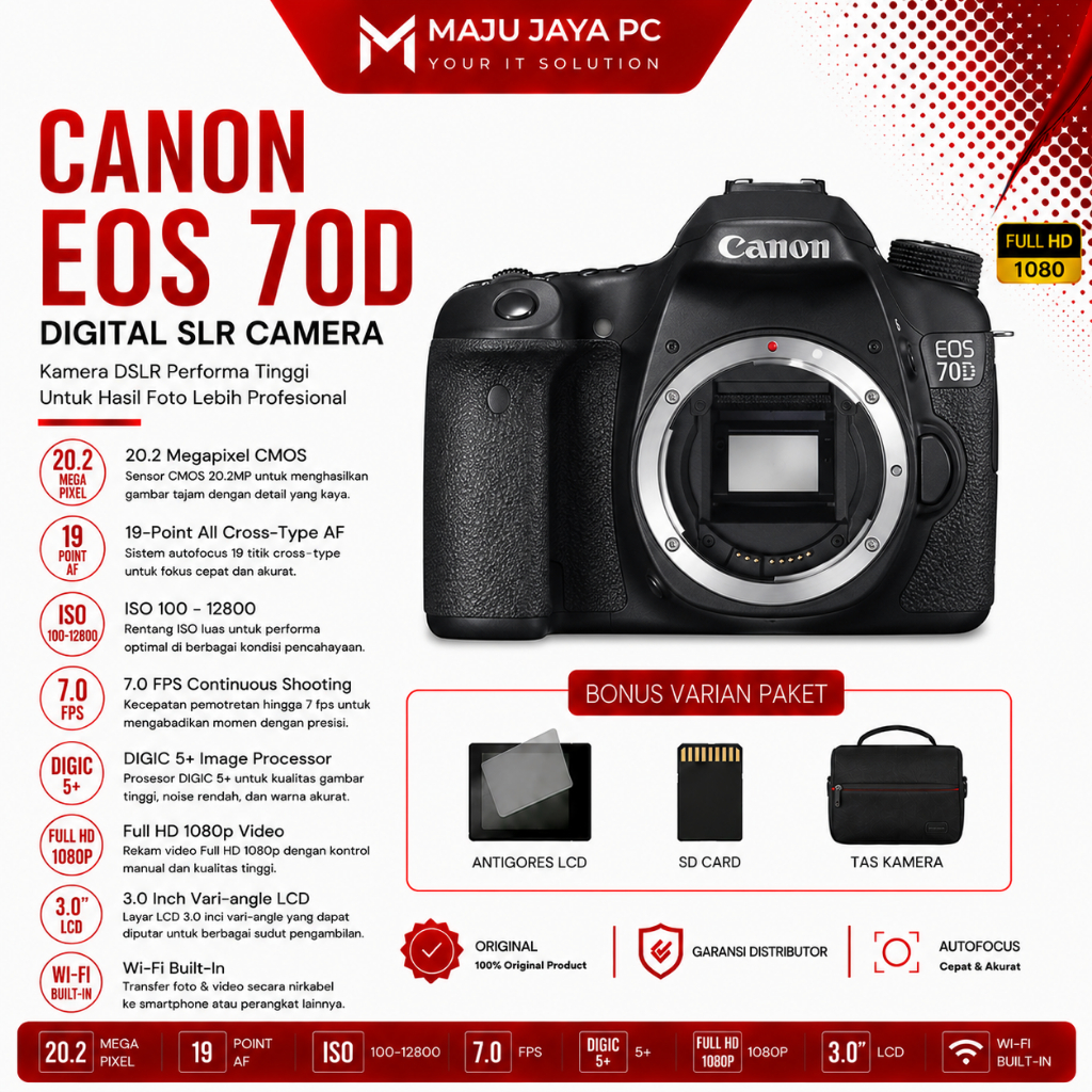 KAMERA CANON EOS 70D BODY KIT / BODY ONLY BARU URIGINAL