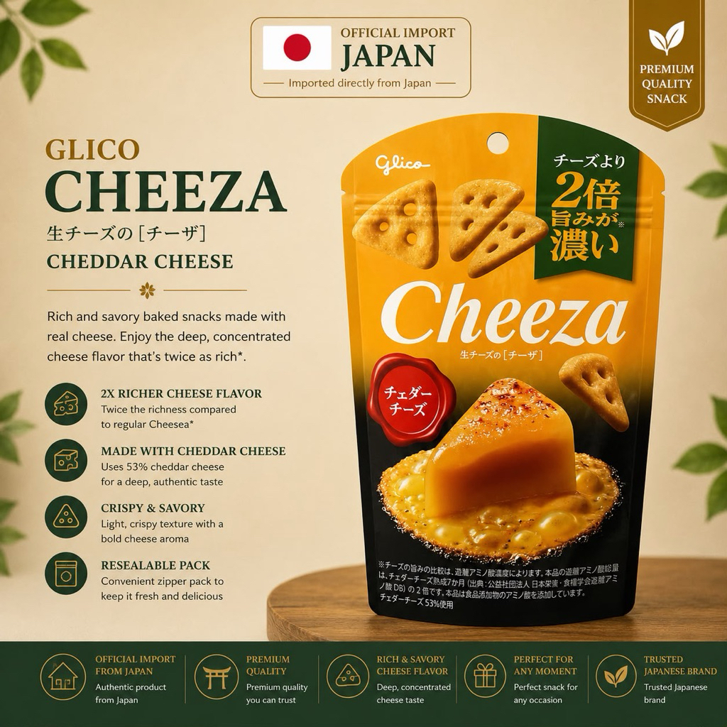 Glico Cheeza – Snack Keju Premium Renyah Original Jepang