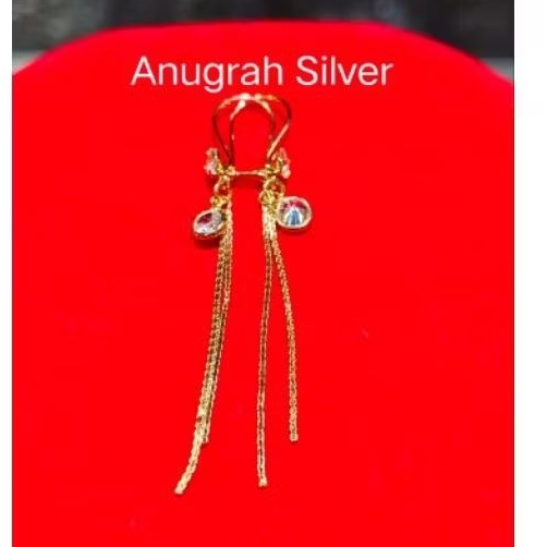 Anting rumbai perak asli 925 remaja, dewasa warna rose gold mata 2+italy/Silverlapisan mas murni