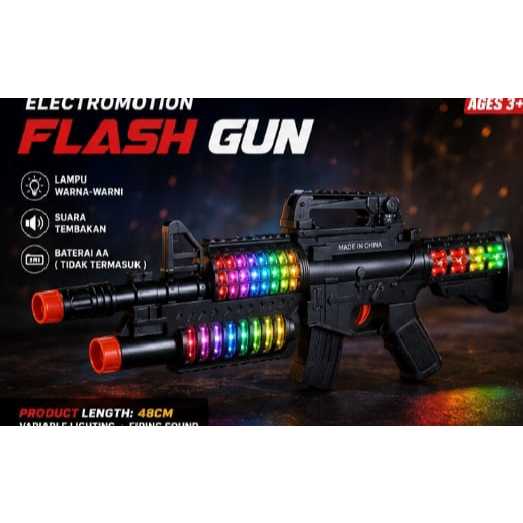 Flash Gun Mainan Anak Senapan Mainan Elektrik Lampu LED Warna-Warni Efek Suara  Mainan Anak Usia AK8