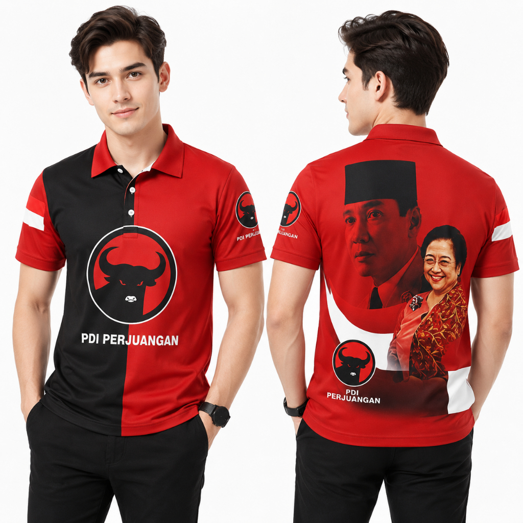 Kaos Polo PDIP / Kaos Polo Berkerah Pdi Perjuangan / Kaos Baju Polo Berkerah Partai PDIP - Baju PDIP