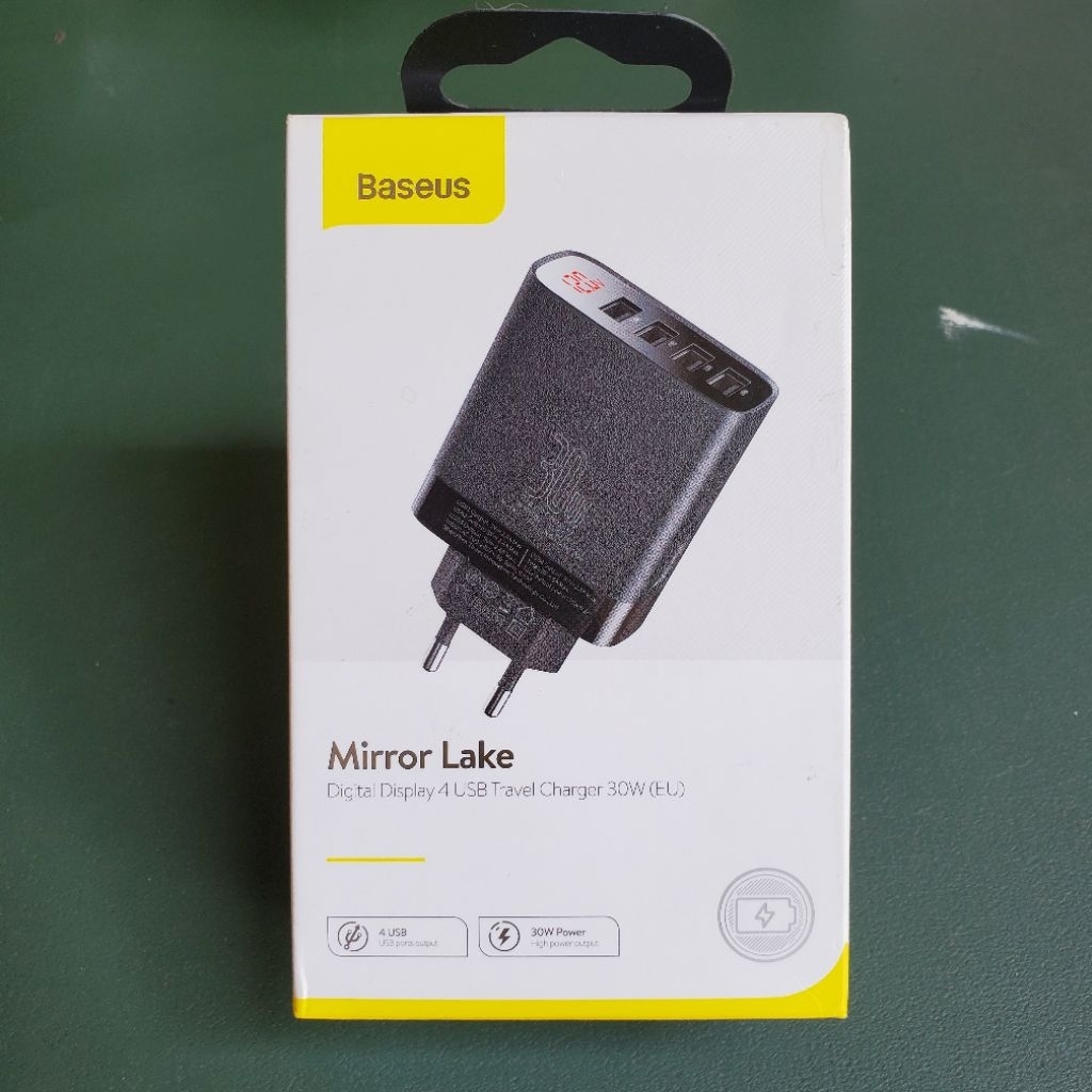 Baseus Mirror Lake Digital Display 30W Charger Premium 4 USB Travel Charger Original Garansi Resmi