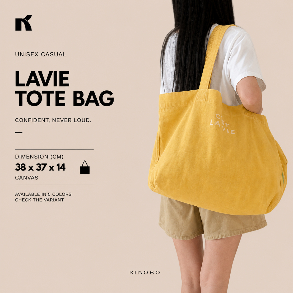 KINOBO | Lavie Tote Bag - Tas Tote Bag Wanita Pria Tas Kanvas Unisex Tas Kain