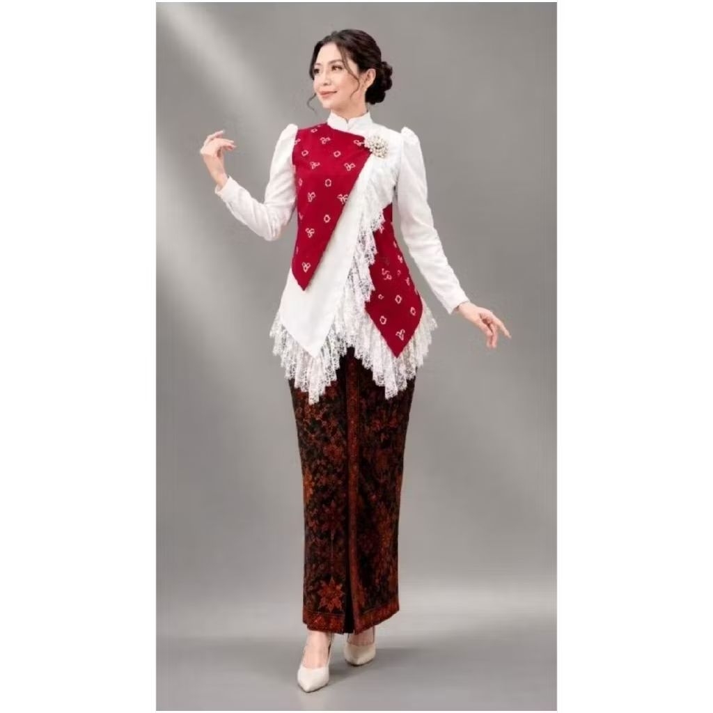 Blus Batik Motif Jumputan Warna Merah Putih