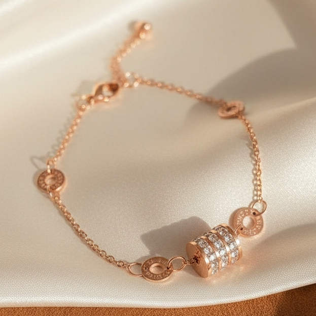 Gelang Wanita titanium trendy model Rantai Modern rose gold 375#