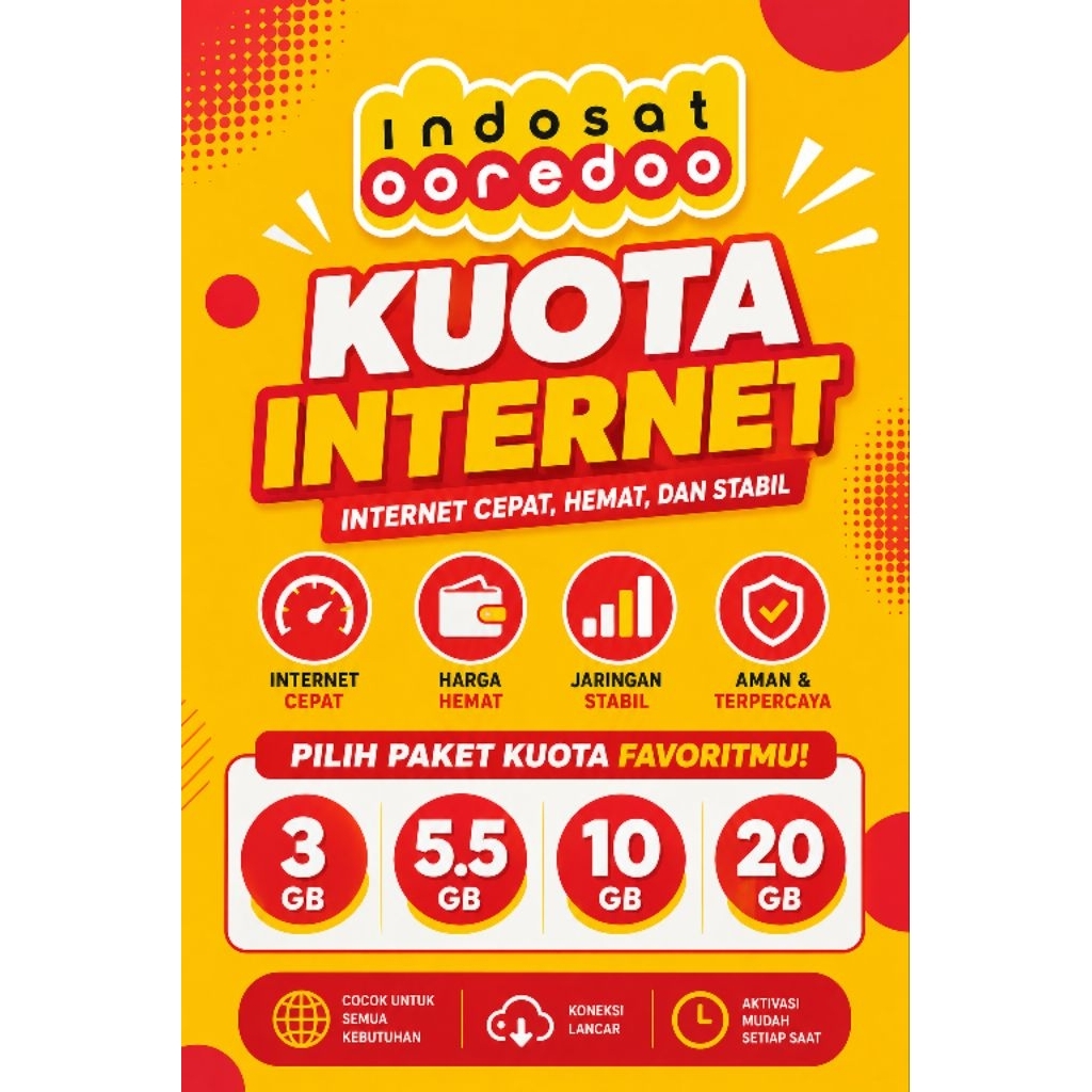 INDOSAT UNLIMITED FREEDOM FOR U | PAKET INTERNET MURAH | MASA AKTIF 6 & 30 HARI | AKTIVASI CEPAT