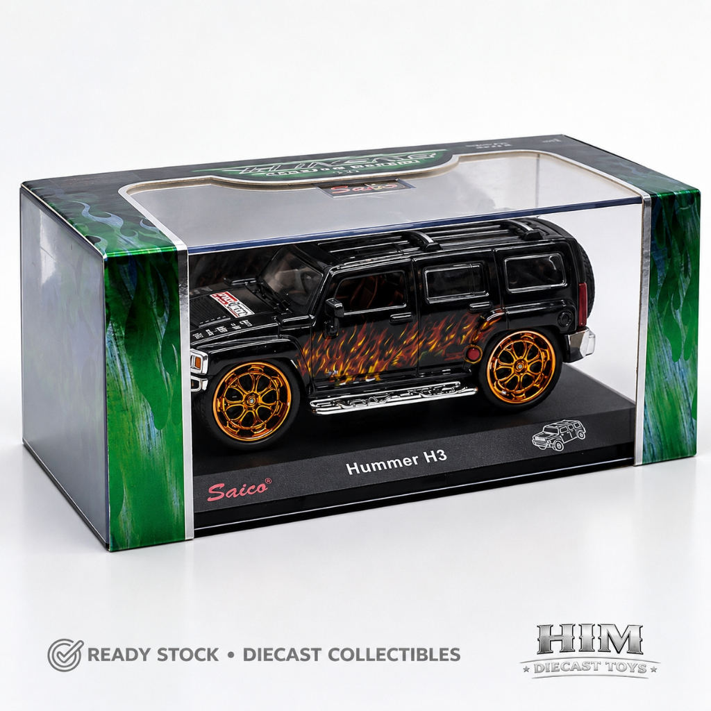 Saico 1:43 Hummer H3 Black Diecast Model Car Display Case Akrilik Original Mainan Koleksi