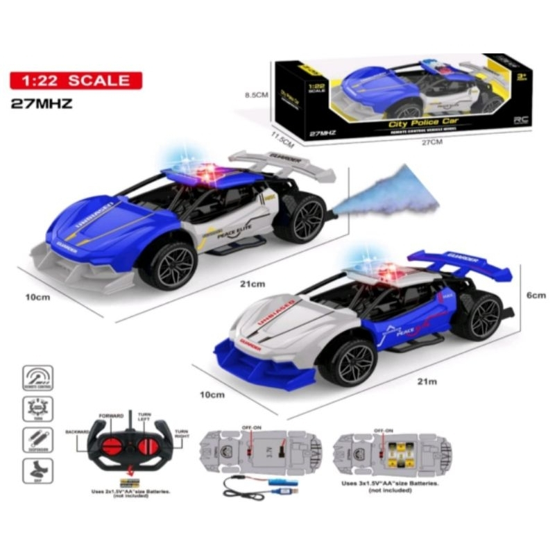 Mainan Anak Mobil RC City Police F1 Remote Control Polisi Mobil RC Polisi Asap