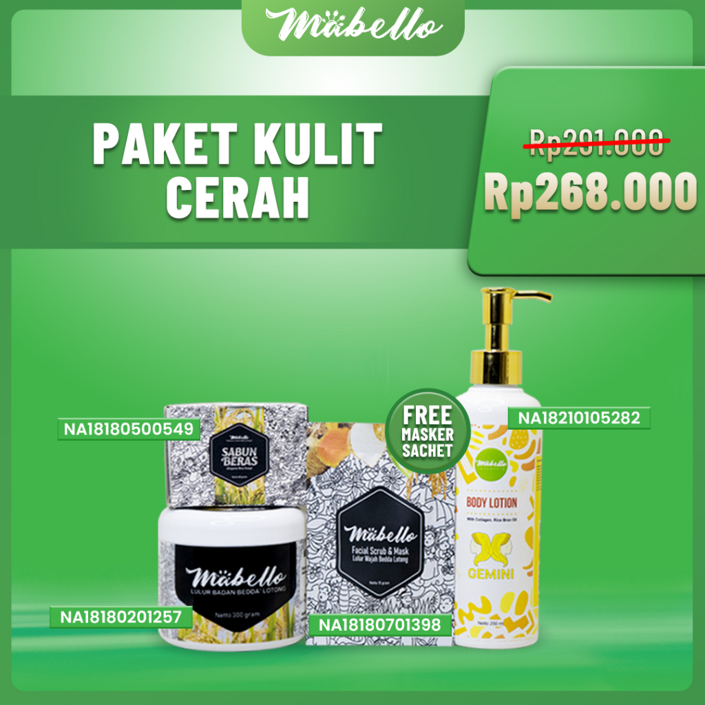Paket hemat Mabello /Lulur Hitam bedda lotong BPOM dan Halal